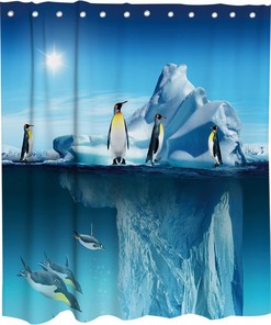 Arctic Penguin Fabric Shower Curtain for Kids Bathroom Decor