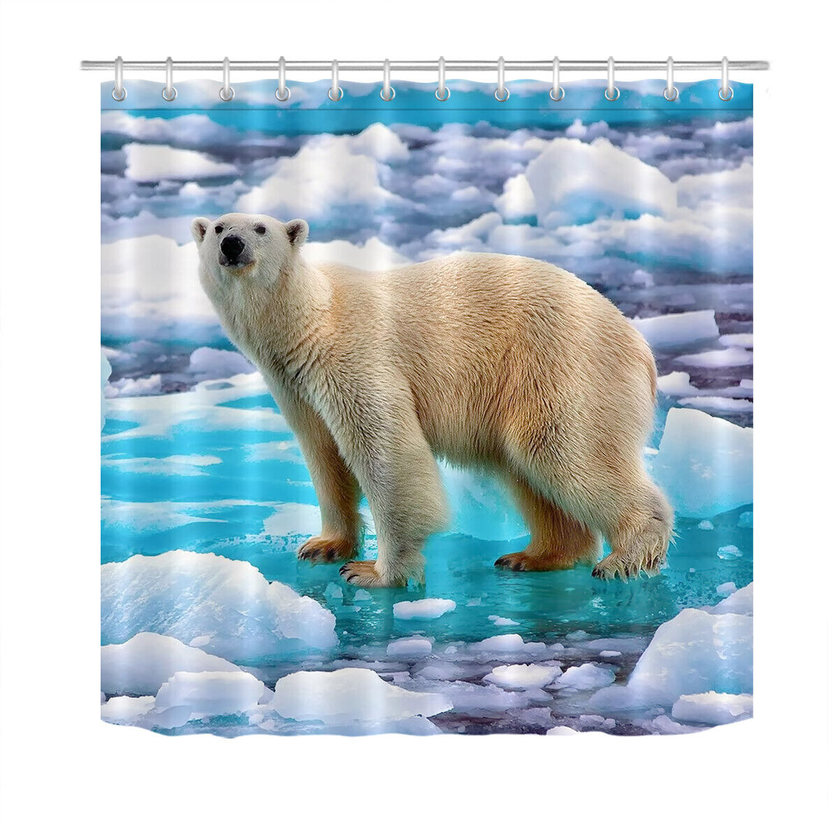 Arctic Polar Bear Shower CurtainIce Ground Bathroom Decor