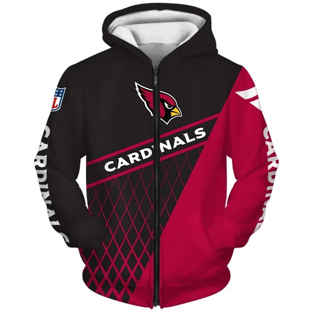 Arizona Cardinals All Over Print Zip Up Hoodie With Hooded Gifts For Fans