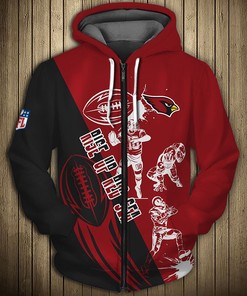 Arizona Cardinals Cute Cartoon Player 3D Design Zip Hoodie - Ideal Gift