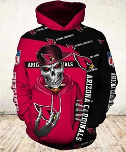 Arizona Cardinals Cute Death 3D Zip Hoodie - Great Gift For Fans