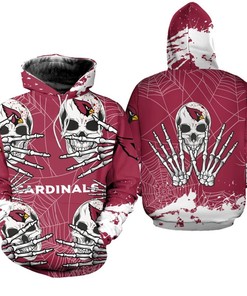 Arizona Cardinals Halloween Skull 3D Graphic Hoodie - Perfect For Fans