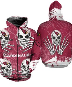 Arizona Cardinals Halloween Skull 3D Graphic Hoodie - Perfect For Fans