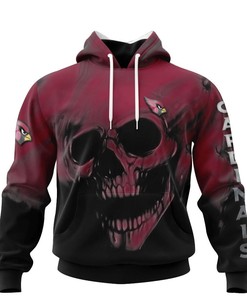 Arizona Cardinals Skull Hoodie 3D All Over Print Name & Number Gifts For Fans