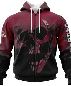 Arizona Cardinals Skull Hoodie 3D All Over Print Name & Number Gifts For Fans