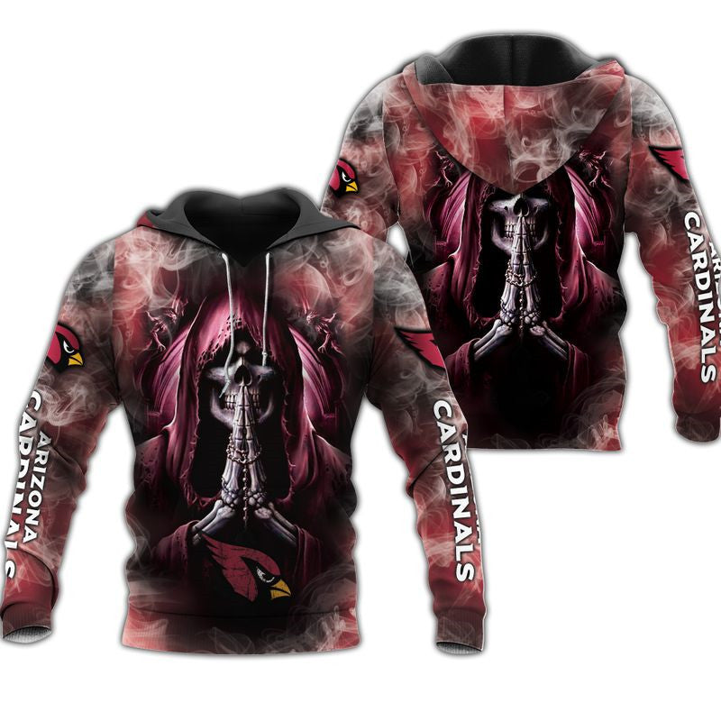 Arizona Cardinals Skull Hoodie 3D All Over Print Smoke Gifts For Fans