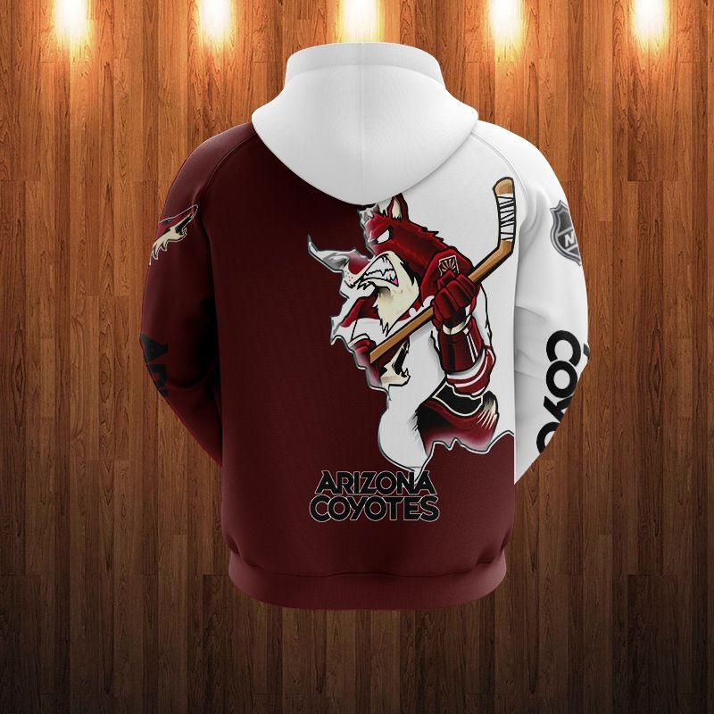 Arizona Coyotes All Over Print Cartoon Graphic Zip Hoodie For Fan