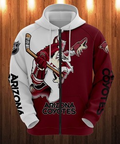 Arizona Coyotes All Over Print Cartoon Graphic Zip Hoodie For Fan