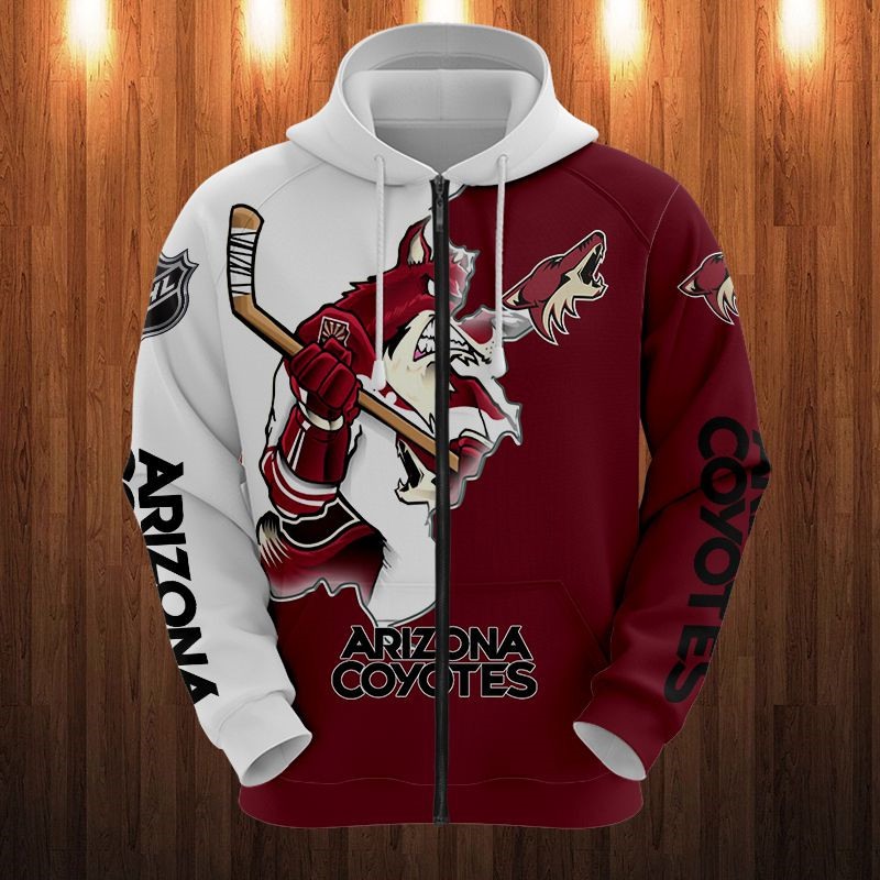 Arizona Coyotes All Over Print Cartoon Graphic Zip Hoodie For Fan