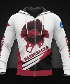 Arkansas Razorbacks All Over Print Zip Hoodie Long Sleeve Gift For Fan