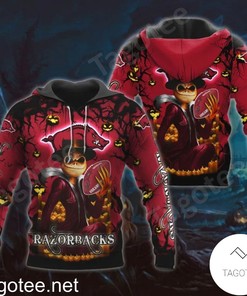 Arkansas Razorbacks Jack Skellington Halloween 3D All Over Print Zip Hoodie