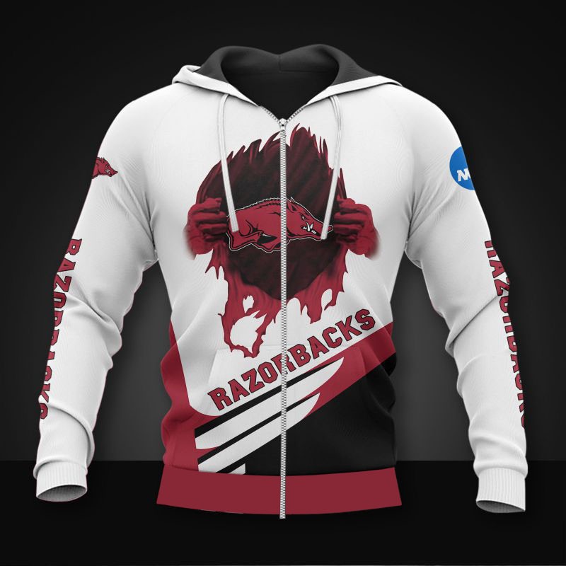 Arkansas Razorbacks Long Sleeve Zip-Up Hoodie - Perfect Gift For Fans
