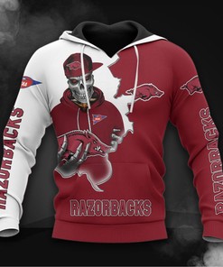 Arkansas Razorbacks Skull Hoodie 3D All Over Print Gifts For Fans