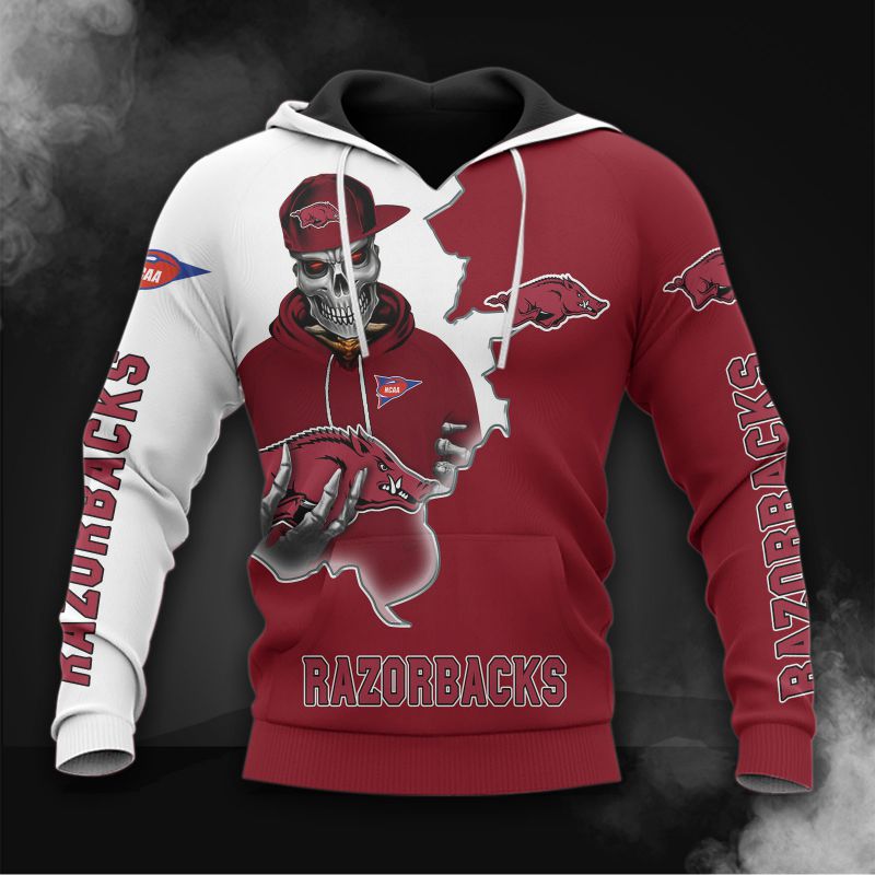 Arkansas Razorbacks Skull Hoodie 3D All Over Print Gifts For Fans