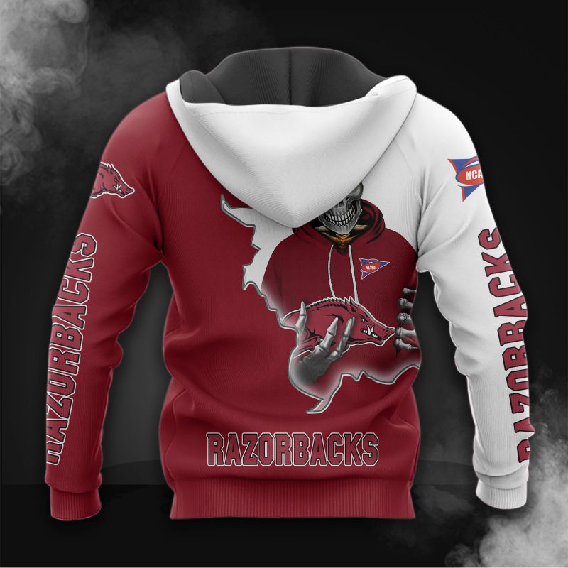 Arkansas Razorbacks Skull Hoodie 3D All Over Print Gifts For Fans