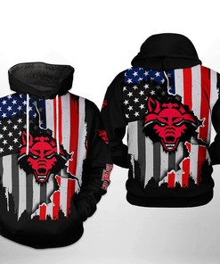 Arkansas State Red Wolves 3D Us Flag All Over Print Hoodie - Zip-Up Style