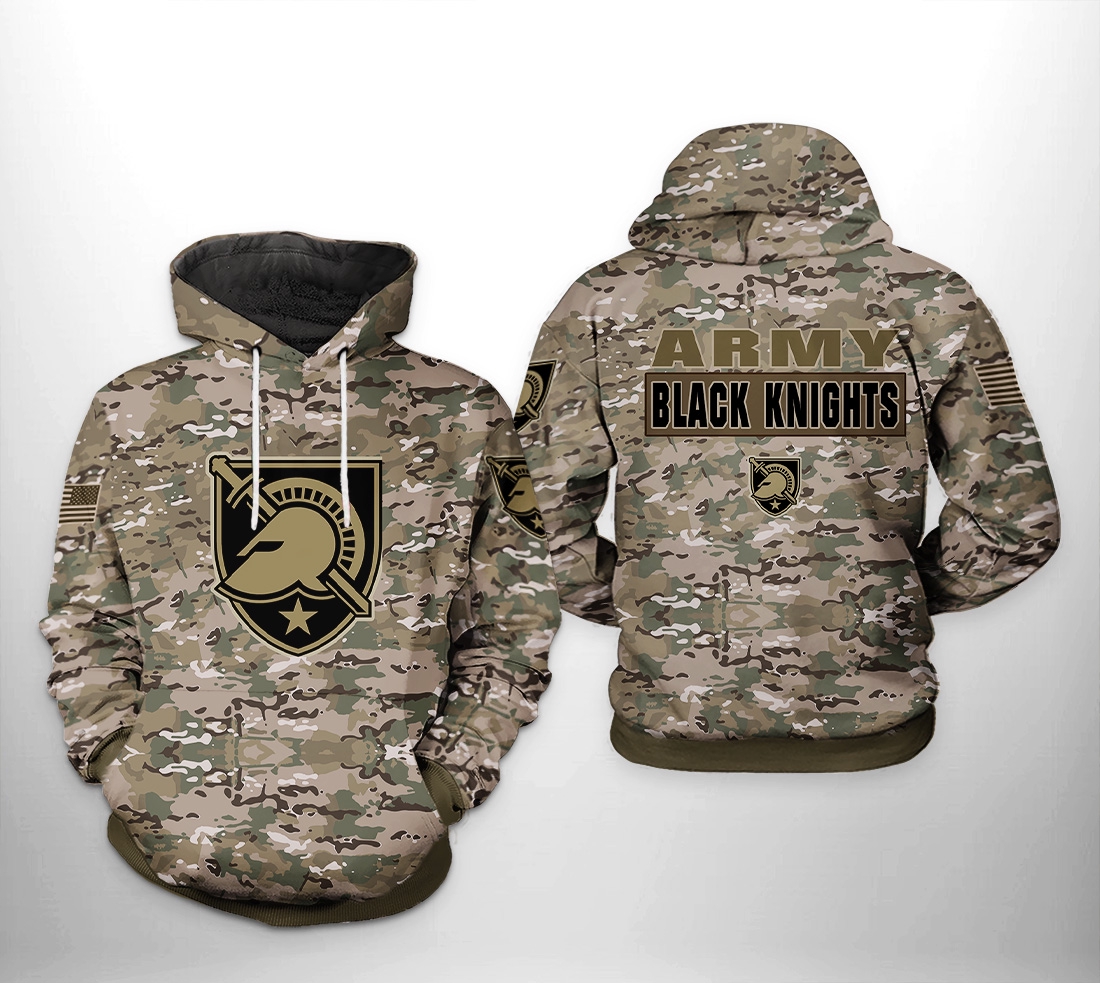 Army Black Knights 3D Camo Veteran All Over Print Hoodie - Zip-Up Style