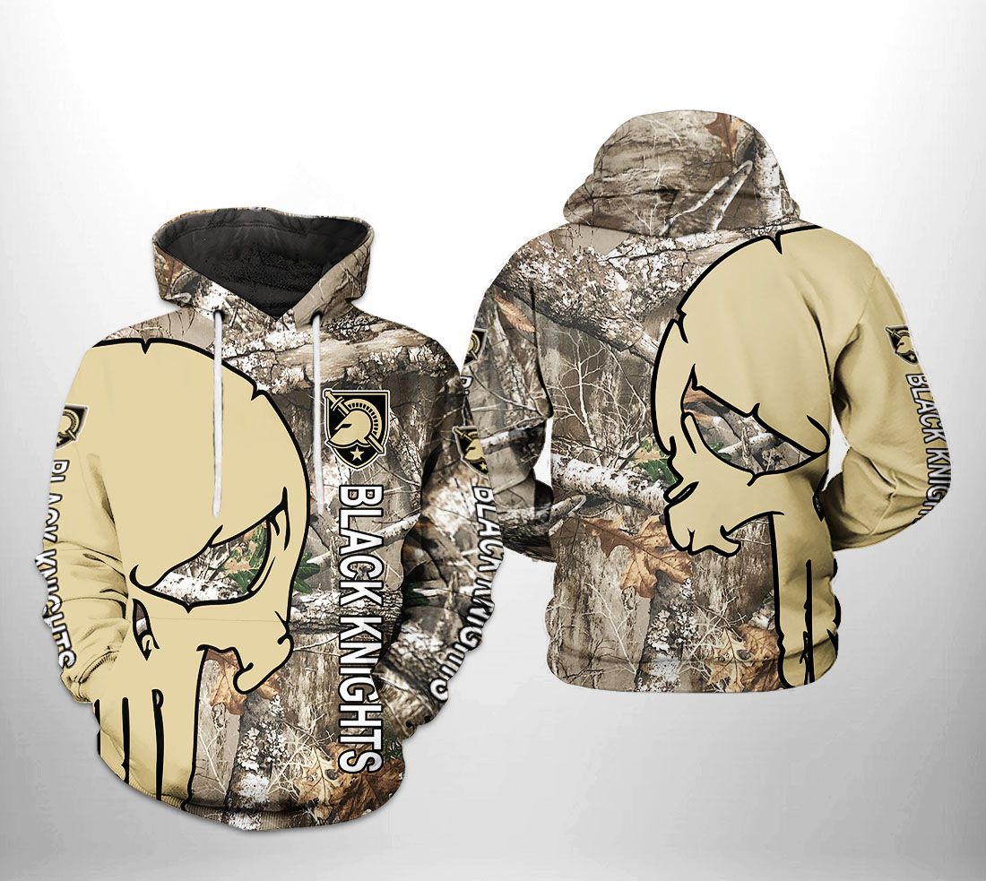 Army Black Knights 3D Camo Veteran Hunting All Over Print Hoodie - Zip-Up Style