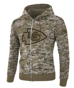 Army Graphic All Over Print Kansas City Chiefs 3D Zip Hoodie Pullover