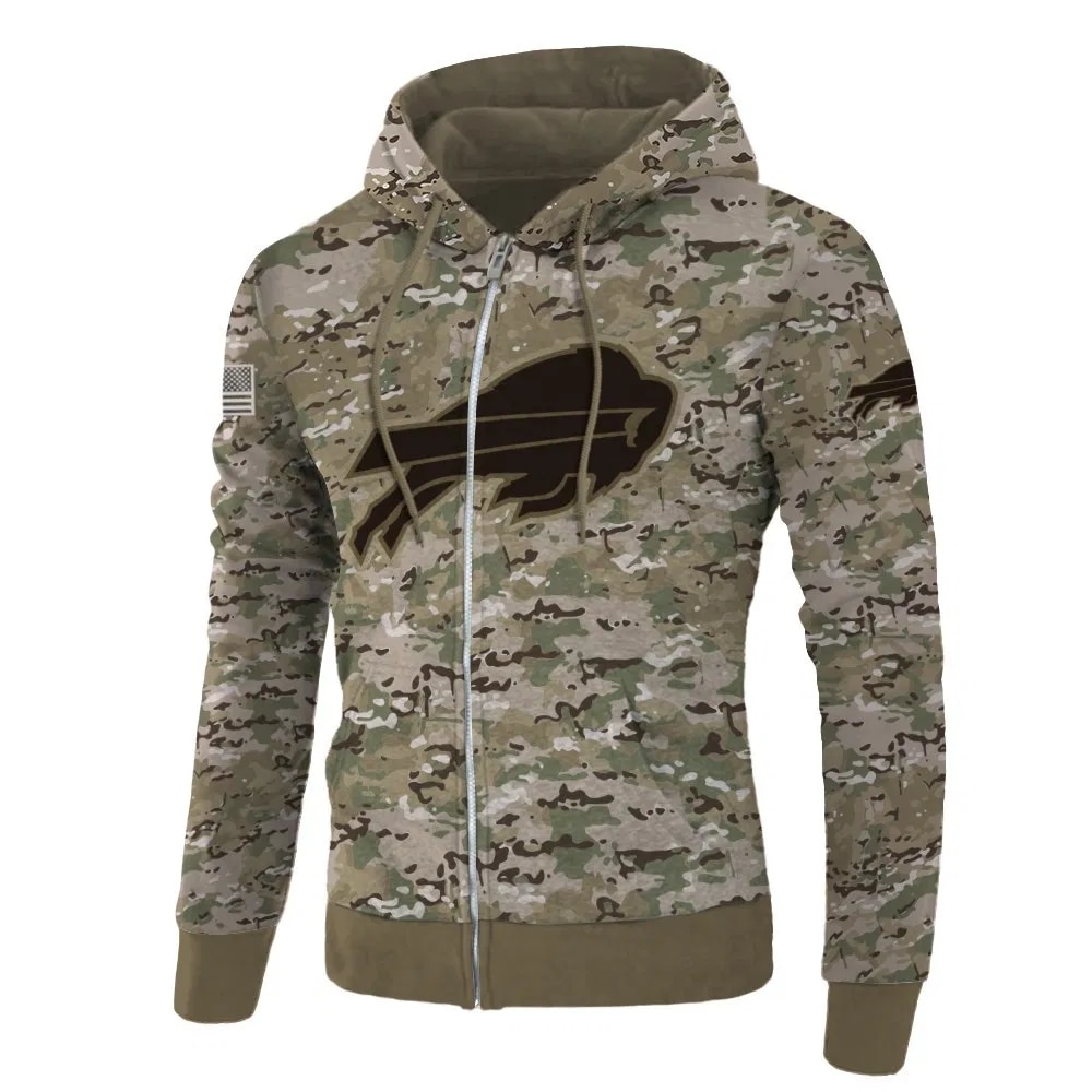 Army Graphic Buffalo Bills Hoodie With Zip Hoodie Pullover Gift For Fans