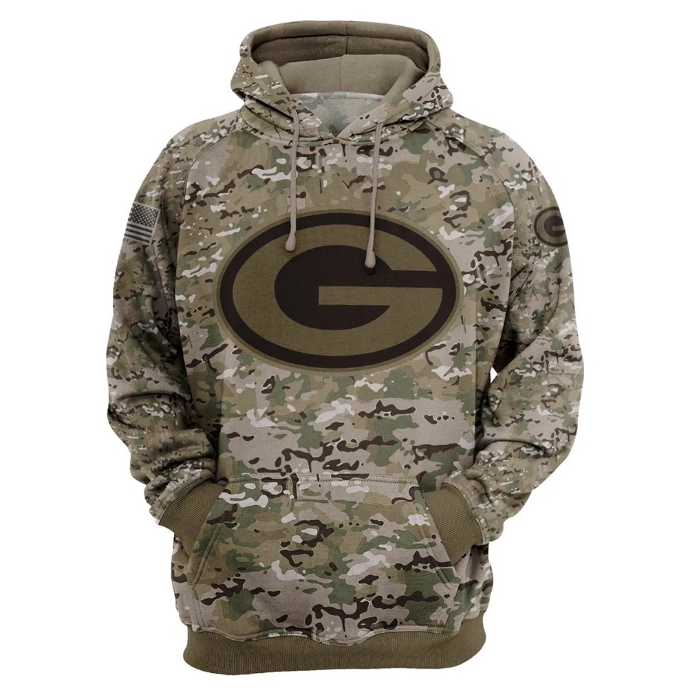 Army Graphic Green Bay Packers Hoodie With All Over Print And Zip Pullover