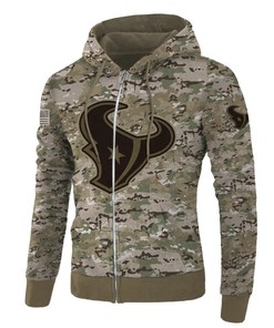 Army Graphic Houston Texans Hoodie With All Over Print And Zip Pullover, Ideal For Fans