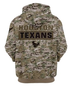 Army Graphic Houston Texans Hoodie With All Over Print And Zip Pullover, Ideal For Fans