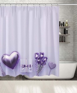 Arrow Ball Heart Shape Printed Showers Curtain For Valentine'S Day