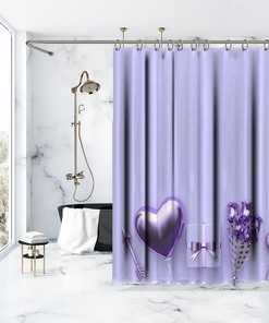 Arrow Ball Heart Shape Printed Showers Curtain For Valentine'S Day