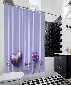 Arrow Ball Heart Shape Printed Showers Curtain For Valentine'S Day