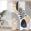 Art Abstract Tropical Palm Leaf Shower Curtain, Geometric Bathroom Decor