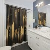 Art Deco City Skyline Shower Curtain - Black & Gold Geometric Tiled Design