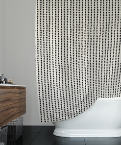 Art Deco Design Dots Rows Boho Black & White Shower Curtain 