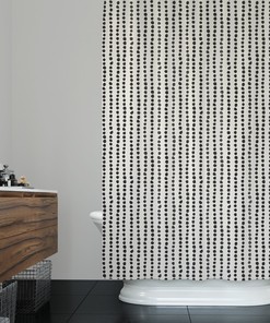 Art Deco Design Dots Rows Boho Black & White Shower Curtain
