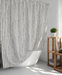 Art Deco Design Dots Rows Boho Black & White Shower Curtain 