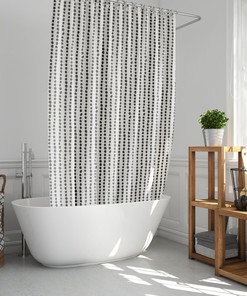 Art Deco Design Dots Rows Boho Black & White Shower Curtain 