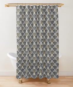 Art Deco Fan Pattern Shower Curtain - Geometric Classic Design Home Bathroom Decorations