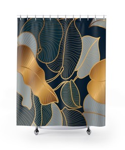 Art Deco Floral Shower Curtain - Custom Durable Fabric