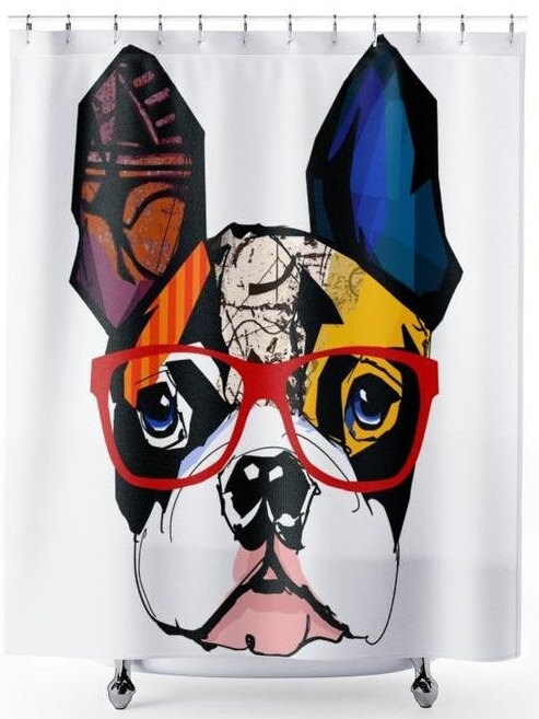 Art Deco Inspired Boston Terrier Print Shower Curtain For A Retro And Trendy Bathroom - Image 3