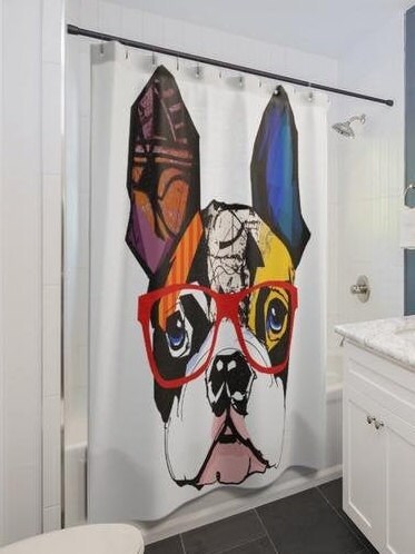 Art Deco Inspired Boston Terrier Print Shower Curtain For A Retro And Trendy Bathroom - Image 4