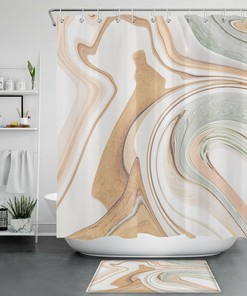 Art Deco Marble Shower Curtain - Geometric Bathroom Decor