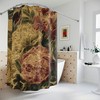 Art Deco Style Shower Curtain In Burgundy, Gold, And Green