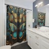 Art Nouveau Butterfly Dark Floral Boho Shower Curtain For Moody Bathroom Decor