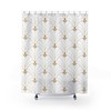 Art Nouveau Fan Pattern Shower Curtain, Modern Geometric Print In White & Gold, Vintage Bathroom Accessory