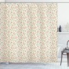 Art Nouveau Floral Shower Curtain, Cloth Fabric Bathroom Decor in Coral and Green with Blooms and Leaves