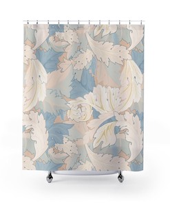 Art Nouveau Pink and Blue Vintage Shower Curtain with William Morris Style Design
