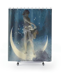 Art Nouveau Scattering Stars 1927 Bashfield Child Night Scene Shower Curtain
