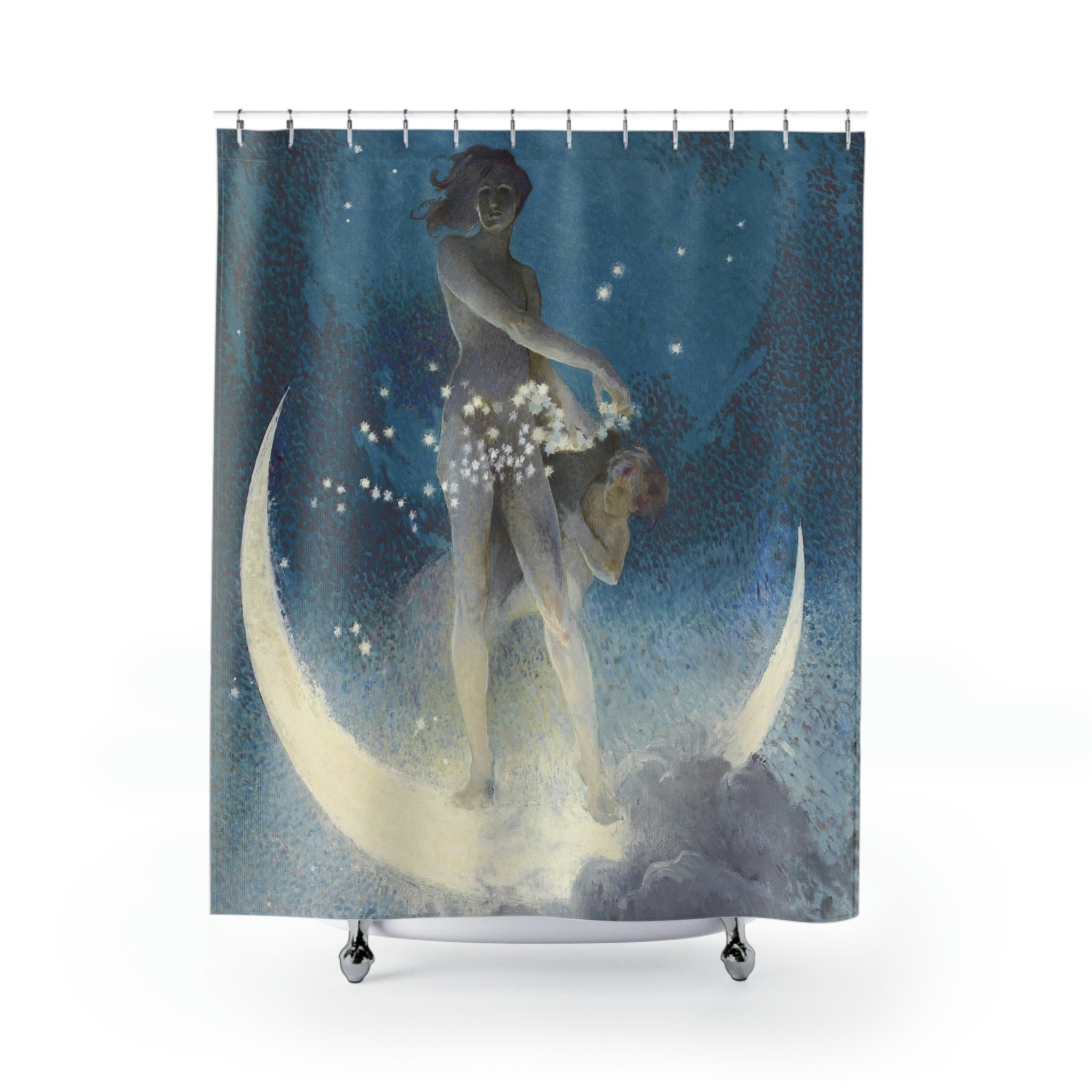 Art Nouveau Scattering Stars 1927 Bashfield Child Night Scene Shower Curtain