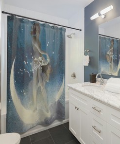 Art Nouveau Scattering Stars 1927 Bashfield Child Night Scene Shower Curtain