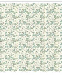 Art Nouveau Style Fabric Shower Curtain, Vintage Bathroom Accessory With Delicate Design